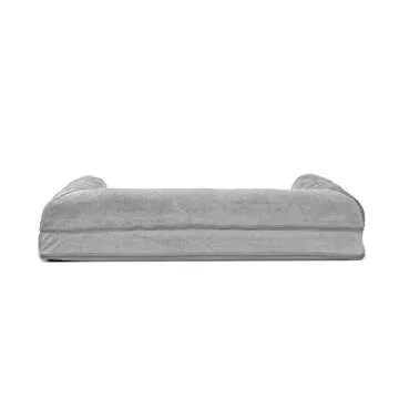 Furhaven Orthopedic Dog Bed for Large/Medium Dogs w/ Removable Bolsters & Washable Cover, For Dogs Up to 55 lbs - Faux Fur & Velvet Sofa - Smoke Gray, Large