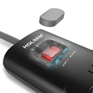 HOLSEM 12 Outlets Surge Protector Power Strip with 3 Smart USB Charging Ports (5V/3.1A) and 6' Heavy...