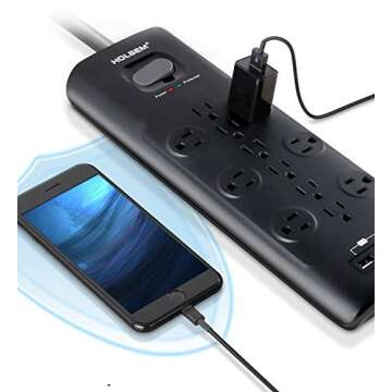 HOLSEM Surge Protector: 12 Outlets & 3 USB Ports