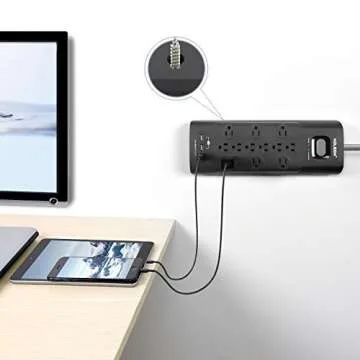 HOLSEM Surge Protector: 12 Outlets & 3 USB Ports