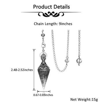 CrystalTears Natural Amethyst Crystal Pendulum Hexagonal Reiki Healing Crystal Points Gemstone Dowsing Orgone Pendulum for Divination Witchcraft Crystal Therapy