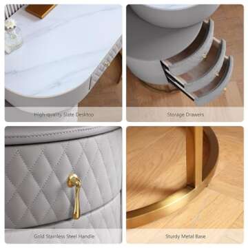 FUKAYI Luxury Makeup Vanity with LED Lighted Mirror Set