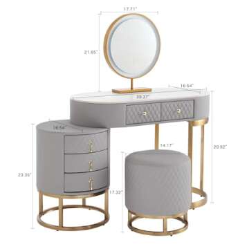 FUKAYI Luxury Makeup Vanity with LED Lighted Mirror Set