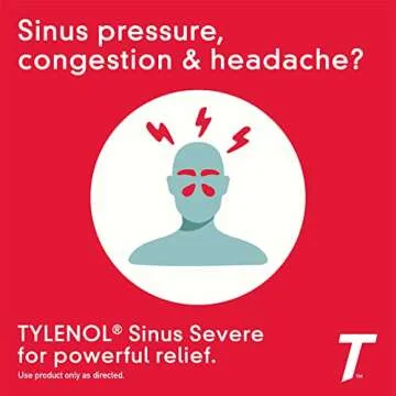 Tylenol Sinus + Headache Daytime Non-Drowsy Relief Caplets, Acetaminophen 325mg, Nasal Decongestant,...