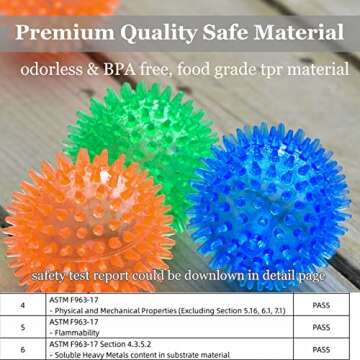 LECHONG 12pack Squeaky Dog Toys Spiky Dog Balls Cleans Teeth and Promotes Dental and Gum Health for ...