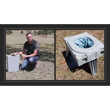 GO Anywhere Complete Portable Camping Toilet - For Camping, Hunting, Fishing and More - Comes with 3 Bonus Toilet Kits (Waste Bag with Poo Powder, Zip-Close Storage Bag, Toilet Paper & Hand Sanitizer)