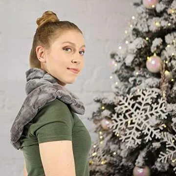 Mars Wellness Heated Microwave Heating Pad for Neck and Shoulders - Herbal Hot/Cold Deep Penetrating Aromatherapy Heated Neck Wrap Microwavable Heated Neck and Shoulder Wrap (Charcoal)