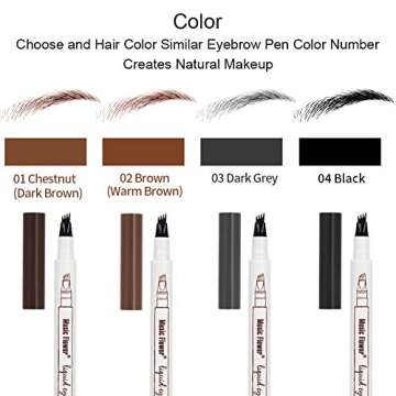 Liquid Eyebrow Pen, Brow Pencil Micro-Fork 4 Tips Waterproof Long-Lasting Natural Eye Brows Makeup (...