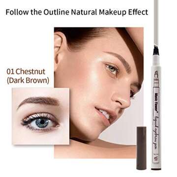 Liquid Eyebrow Pen - Waterproof Micro-Fork Tips for Natural Brows