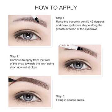 Liquid Eyebrow Pen - Waterproof Micro-Fork Tips for Natural Brows