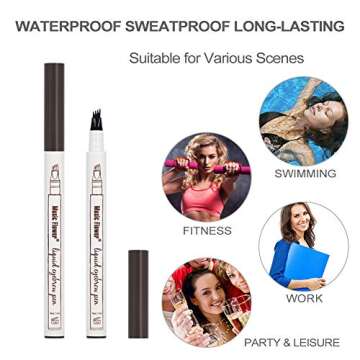 Liquid Eyebrow Pen - Waterproof Micro-Fork Tips for Natural Brows