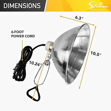 HealSmart Clamp Lamp Light with 10.5 Inch Aluminum Reflector and Bulb Guard up to 250 Watt E26 Socke...