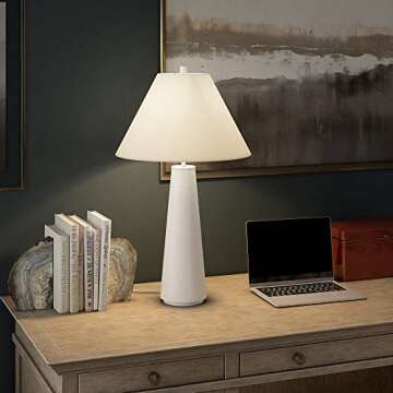 Henn&Hart 28" Tall Table Lamp in Matte White for Home Use