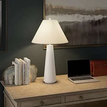 Henn&Hart 28" Tall Table Lamp in Matte White for Home Use