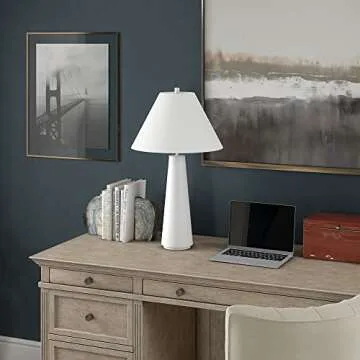 Henn&Hart 28" Tall Table Lamp in Matte White for Home Use
