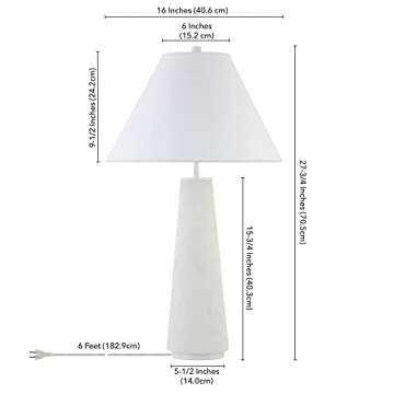 Henn&Hart 28" Tall Table Lamp in Matte White for Home Use