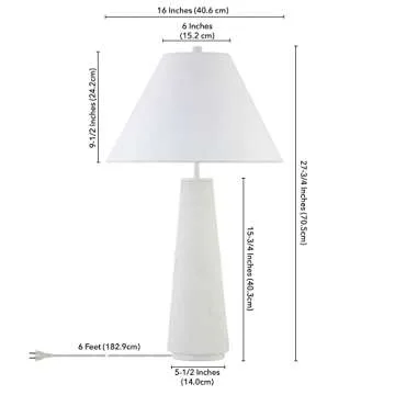 Henn&Hart 28" Tall Table Lamp in Matte White for Home Use