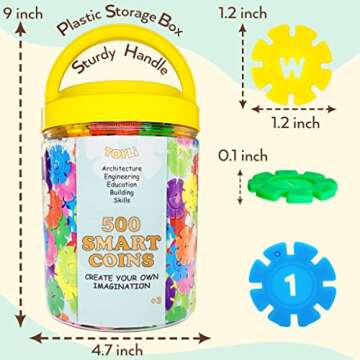 TOYLI Smart Coins 500 Pieces Interlocking Discs Set, Kids STEM Toys, Kindergarten Classroom Must Haves