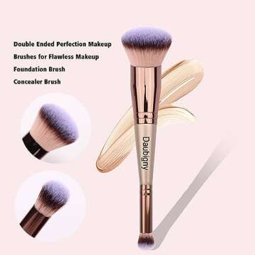 Daubigny Makeup Brushes Dual-ended Foundation Brush Concealer Brush Perfect for Any Look Premium Luxe Hair Rounded Taperd Flawless Brush Ideal for Liquid, Cream, Powder,Blending, Buffing,Concealer