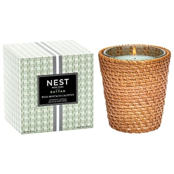 NEST New York Wild Mint & Eucalyptus Scented Classic Candle, Long-Lasting Candle for Home with Ratta...