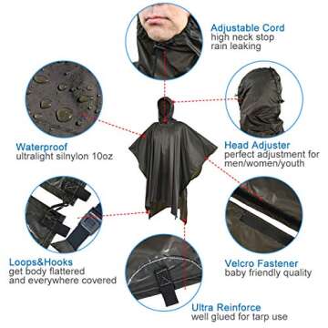 onewind Hooded Rain Poncho - Lightweight Waterproof Shelter