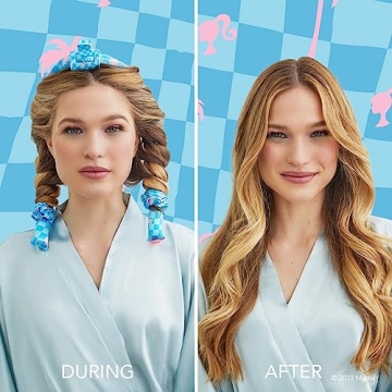 Kitsch Satin Heatless Curling Set - Overnight Curlers for Soft, No-Heat Curls with Curling Rod Headband and Hair Rollers - Barbie