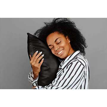 ShopBedding Black Satin Pillowcase with Zipper for Hair and Skin Care, Feels Soft and Cool Like a Silk Pillowcase, Satin Pillow Cases 2 Pack, Slik Pillow Cover, Queen Size - 20x30 - Blissford