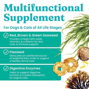 Solid Gold Dog & Cat Vitamin Supplements - Kelp Powder, Omega 3, Vitamins, Digestive Enzymes, Immune...