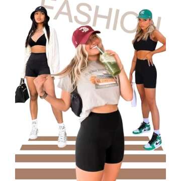 FULLSOFT 3 Pack High Waisted Biker Shorts for Women – 5" Black Workout Yoga Athletic Spandex Soft ...