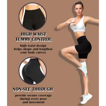 FULLSOFT 3 Pack High Waisted Biker Shorts for Women – 5" Black Workout Yoga Athletic Spandex Soft Shorts for Gym Running (Black,Black,Black,Small-Medium)