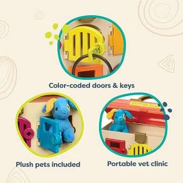 B. toys- Critter Clinic- Pretend Play Toy Vet Set For Toddlers, Kids – Pet Care Set- Tools, Plush Toys Vet Clinic – 2 Years +(14 Pieces)