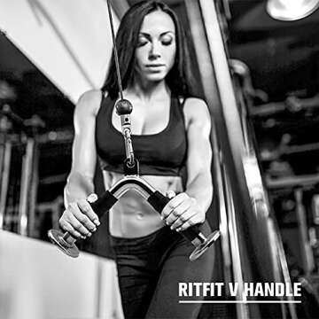RitFit Cable Machine Attachments for Gym, LAT Pulldown Accessories with Multi-Option: V Bar, Tricep Rope, Double D Handle, for Weight Fitness
