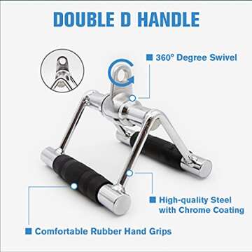 RitFit Cable Machine Attachments for Gym, LAT Pulldown Accessories with Multi-Option: V Bar, Tricep Rope, Double D Handle, for Weight Fitness