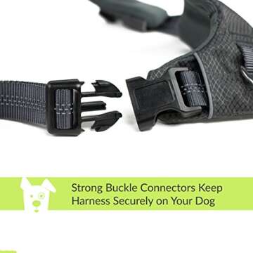 Tuff Mutt Dog Harness for Medium & Large Breeds, Easy On Easy Off with a No Pull Front Chest Clip, Walk, Run & Hike with Confidence, Stay Safe with Bright Reflective Stitching