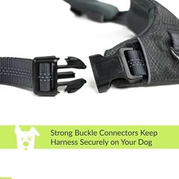 Tuff Mutt Dog Harness for Medium & Large Breeds, Easy On Easy Off with a No Pull Front Chest Clip, Walk, Run & Hike with Confidence, Stay Safe with Bright Reflective Stitching