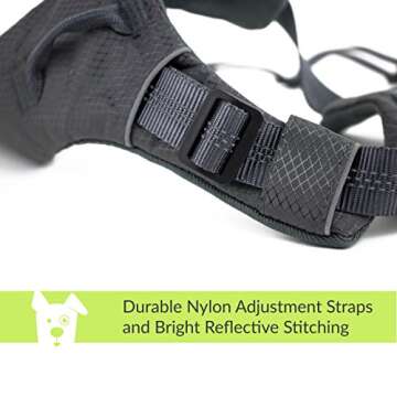 Tuff Mutt Dog Harness for Medium & Large Breeds, Easy On Easy Off with a No Pull Front Chest Clip, Walk, Run & Hike with Confidence, Stay Safe with Bright Reflective Stitching