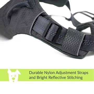 Tuff Mutt Dog Harness for Medium & Large Breeds, Easy On Easy Off with a No Pull Front Chest Clip, Walk, Run & Hike with Confidence, Stay Safe with Bright Reflective Stitching