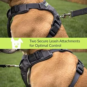 Tuff Mutt Dog Harness for Medium & Large Breeds, Easy On Easy Off with a No Pull Front Chest Clip, Walk, Run & Hike with Confidence, Stay Safe with Bright Reflective Stitching