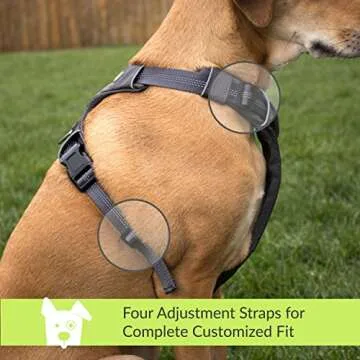 Tuff Mutt Dog Harness for Medium & Large Breeds, Easy On Easy Off with a No Pull Front Chest Clip, Walk, Run & Hike with Confidence, Stay Safe with Bright Reflective Stitching