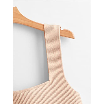 Stylish Verdusa Women's Square Neck Knit Crop Top Beige S