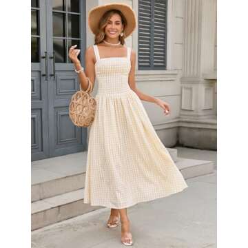 XinFSh Women's Boho Midi Dress with Pockets for Summer