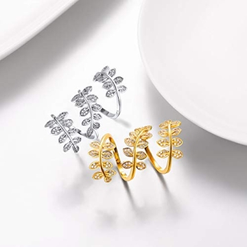 U7 Leaf Wrap Ring - Elegant Adjustable Design