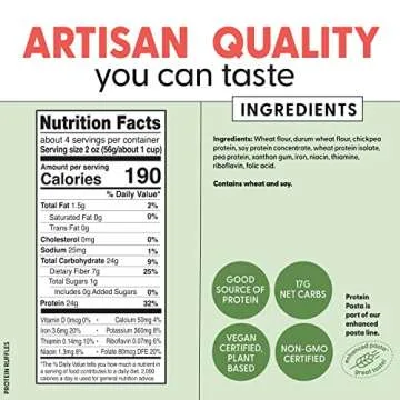 Pastabilities, Protein Pasta, Ruffles - 24g Protein & Low 12g Net Carb - High Protein, Delicious Taste & Texture Non-GMO Plant-Based Pasta, Keto Friendly, Vegan (8 Ounce, 2 Pack)