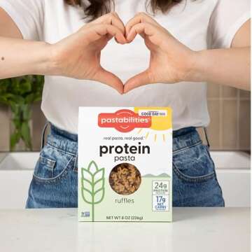 Pastabilities, Protein Pasta, Ruffles - 24g Protein & Low 12g Net Carb - High Protein, Delicious Taste & Texture Non-GMO Plant-Based Pasta, Keto Friendly, Vegan (8 Ounce, 2 Pack)