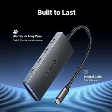 UGREEN USB C Hub 10Gbps, 4 Ports USB 3.2 Adapter with 4 USB-C 3.2 Ports, High Speed USB-C Multiport Splitter for MacBook Pro, iMac, iPad Pro, iPhone 15/15 Pro, Galaxy S23, and More