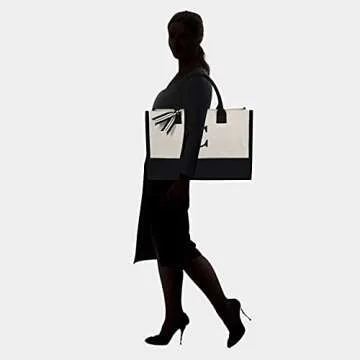 TOPDesign Embroidery Initial Canvas Tote Bag, Personalized Present Bag, Suitable for Wedding, Birthday, Beach, Holiday, is a Great Gift for Women, Mom, Teachers, Friends, Bridesmaids (Letter C)