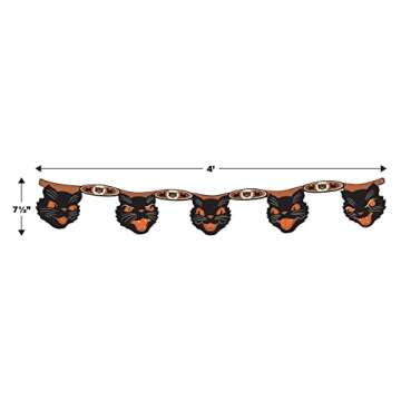 Beistle Vintage Halloween Cat Banners - 2 Pieces, 7.5" x 4', Perfect for Parties
