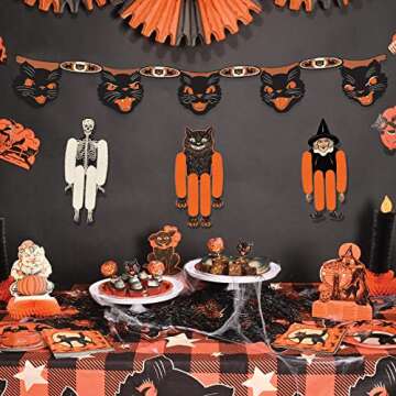 Beistle Vintage Halloween Cat Banners - 2 Pack, 7.5"x4'