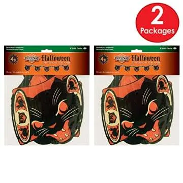 Beistle Vintage Halloween Cat Banners - 2 Pack, 7.5"x4'