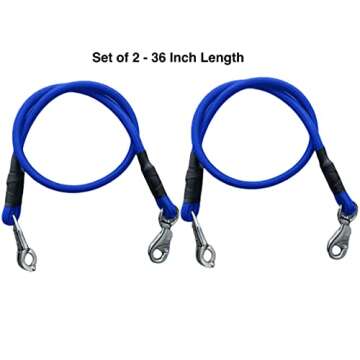 Majestic Ally Pack of 2, Bungee Trailer Tie for Horse Haulage with Panic Snap and Bull Snap - 36 Inch (Royal Blue)